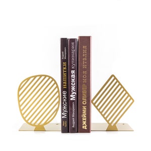 Designer Bookends | Stripes | Minimalist Bookends | Modern Golden Shelf Decor