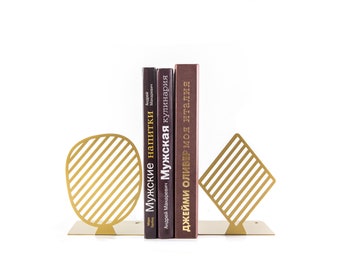Homentum Geometric Book Ends Decorative Metal Bookends Heavy Duty Book Holders for Shelves Bookend Supports for Office Home Desktop Decor Bookends for Heavy Books Bookshelf Decor Rose Gold