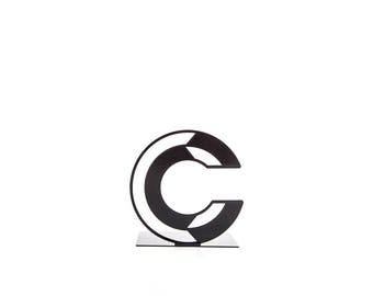 One metal bookend C - Letters are beautiful - alphabet series // free shipping