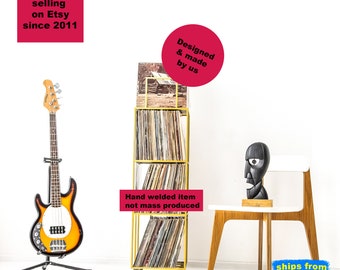 Vinyl Record Storage // 4 Deck Album Сrate Сart on Rubber Wheels