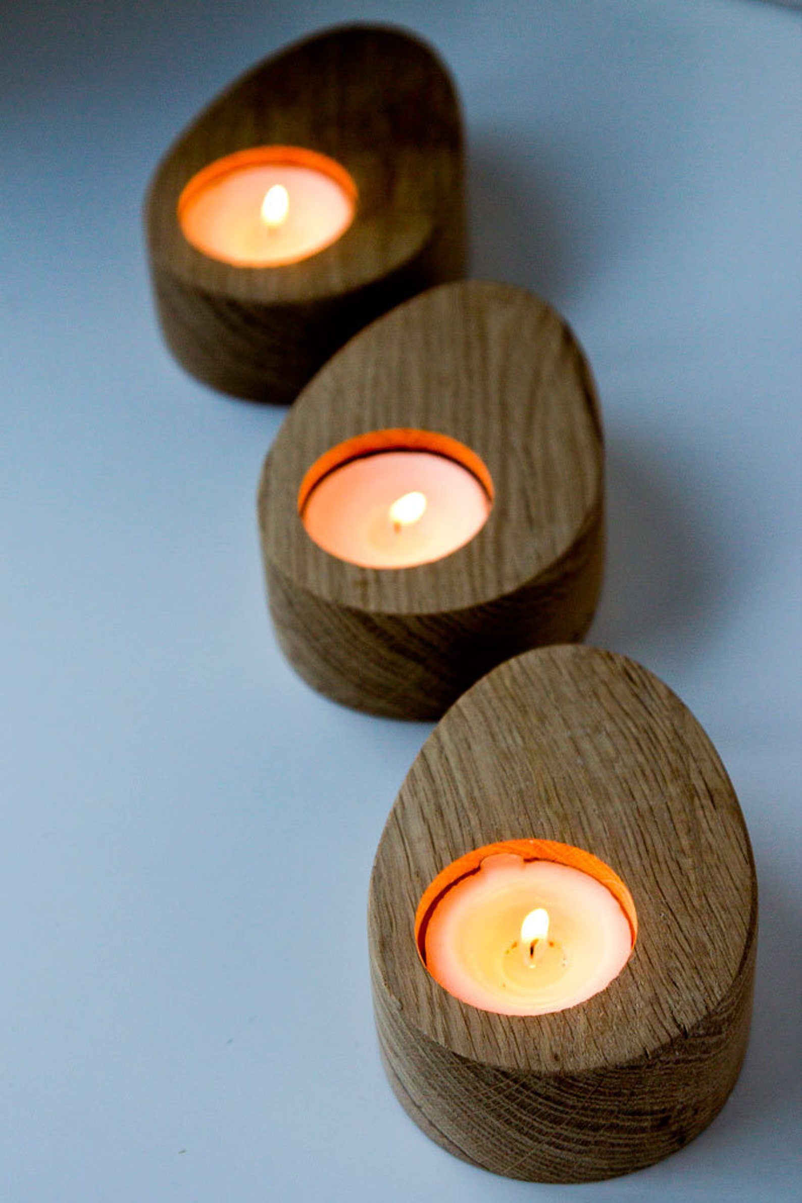 Candle Holders // A Set of Three Droplets of Wood Modern Etsy