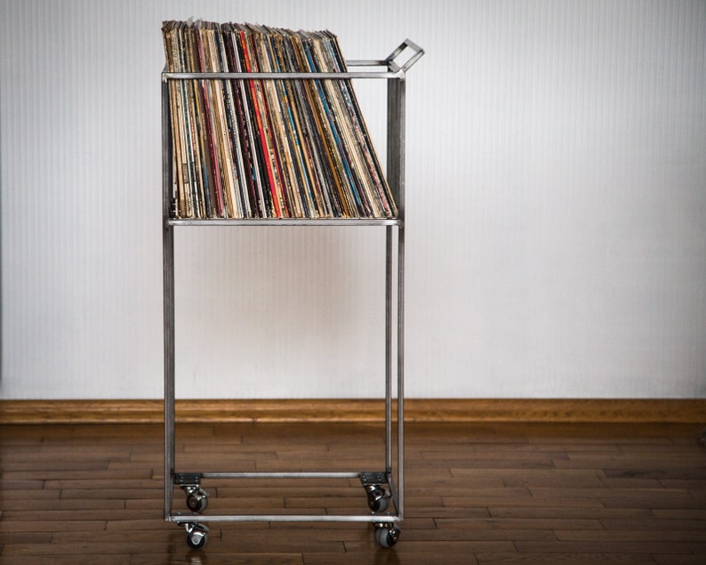 LP storage cart // Album crate // Record box cart on rotating Etsy