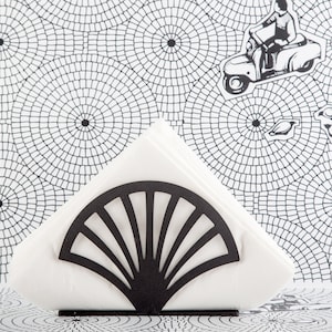 Portatovaglioli unico Fan // Dispenser di tovaglioli in metallo nero vellutato // porta accessori da cucina dal design moderno // SPEDIZIONE GRATUITA