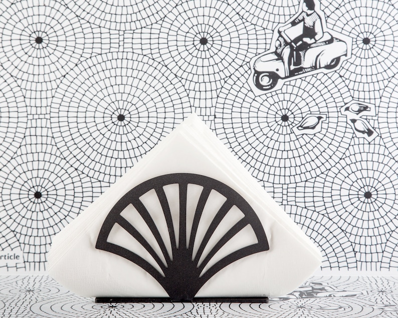 Unique Napkin Holder Fan // Velvety Black Metal Napkin Etsy