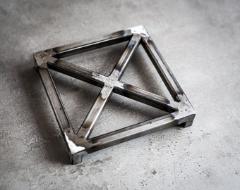 Metal industrial style square trivet hand welded