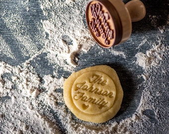 Custom Wooden Cookie Stamp: Personalized Baking Mold, Hardwood Carved