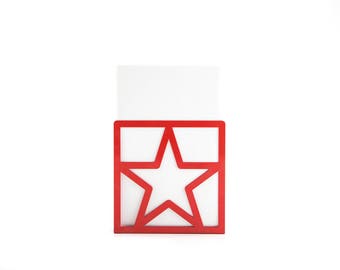 A pair of metal bookends Red Star // unique design book holders for modern home // housewarming gift // FREE SHIPPING WORLDWIDE