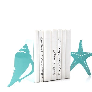 Unique Bookends // Seashell and Starfish // for Beach House // Decorative book holders // sea nursery theme // Free Shipping Worldwide image 4