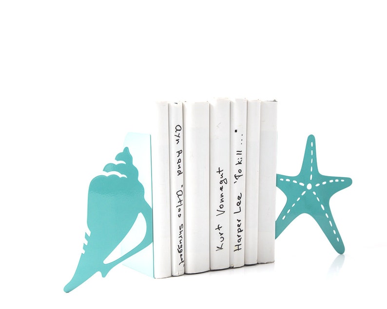 Unique Bookends // Seashell and Starfish // for Beach House // Decorative book holders // sea nursery theme // Free Shipping Worldwide image 4