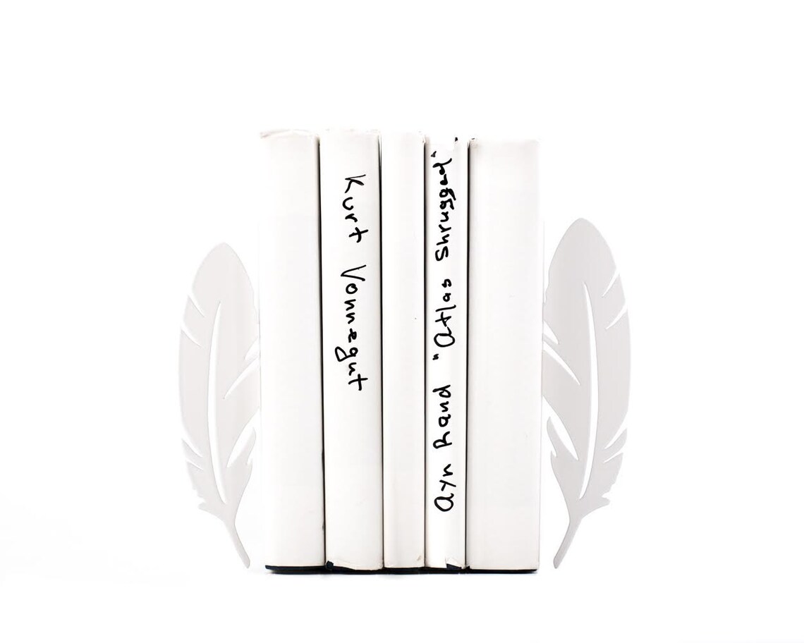 White Metal Bookends Feathers Perfect Gift for Creative Book Etsy