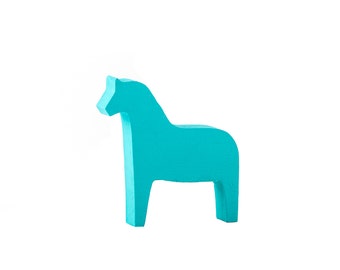 Scandinavian Dala horse Wooden toy decor for Christmas or just timeless scandi style decor, teal color // FREE SHIPPING