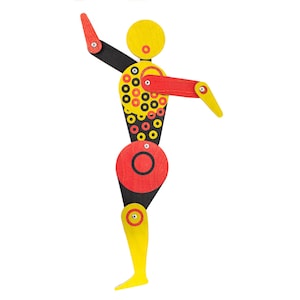 Jumping Jack Puppet | Bauhaus Doll She Circle | Wooden Marionette | Whimsical Wall Decor | Gift for Designer | Architect