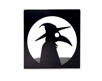 Metal Plague Doctor Bookends, Gothic Dark Academia Decor