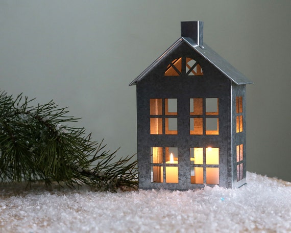 Tin House Candle Holder // Zinc Lantern // Modern Home Decor //  Housewarming Present / Window Display / FREE SHIPPING / Christmas  Decoration - Etsy UK