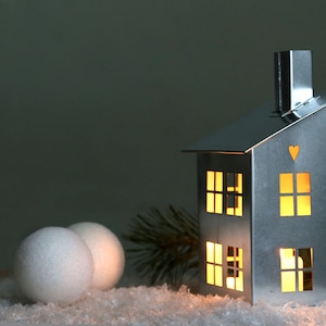 Lantern | Tin House Candle Holder | Unique Nordic Decor for Modern Home | Housewarming Present