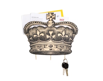 Key Hook - Wall Organizer - Letter Shelf - Crown at your service -  for your keys and letters