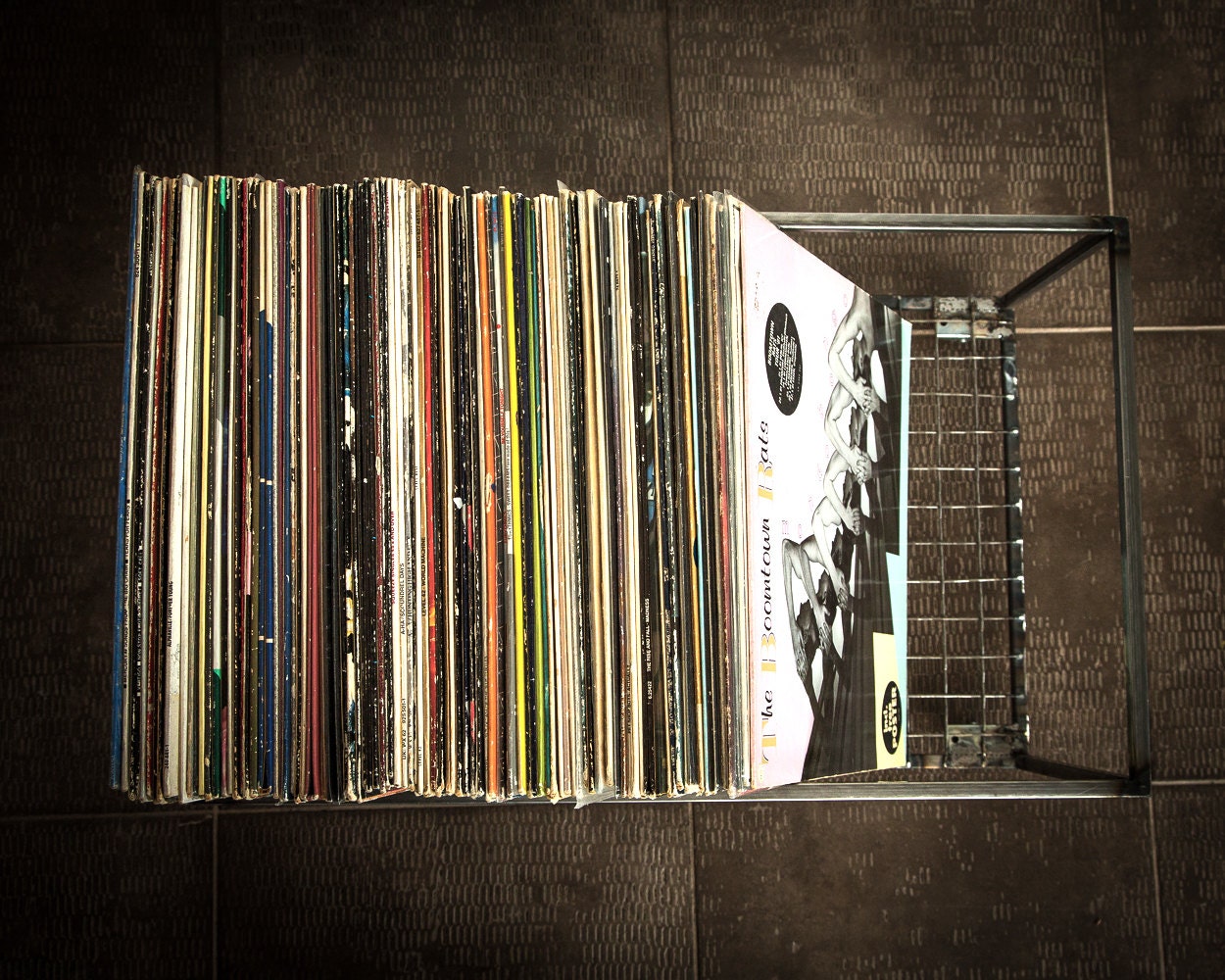 Record holder // Album crate // LP storage on rotating wheels Etsy