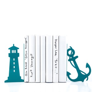 Metal Bookends: Lighthouse and Anchor, Sea Theme Nursery Decor