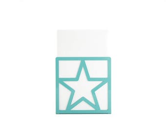 Modern Metal Bookend Teal Star