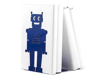 A Metal Bookend Robot Read Books // modern nursery home decor // FREE SHIPPING // robot themed boys nursery // housewarming present