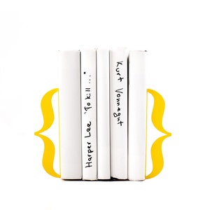 Yellow Metal Bookends: Modern Home Decor