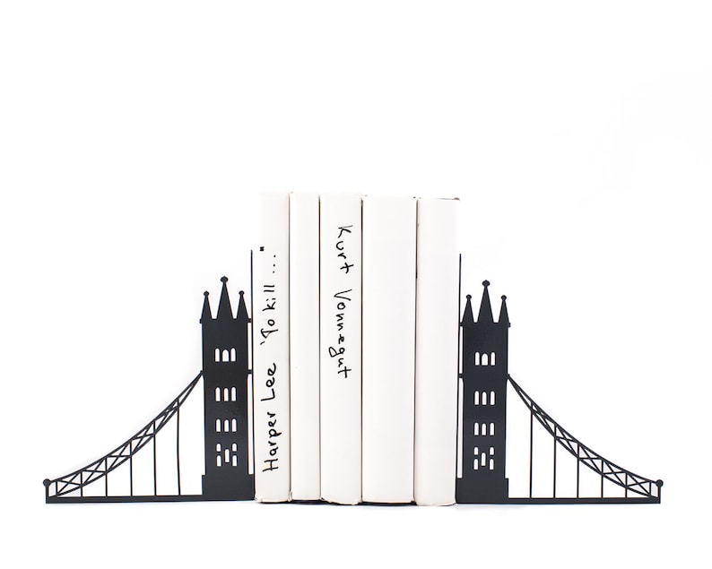 Unique metal bookends London bridge // decorative book holders // perfect housewarming gift // modern home decor // FREE SHIPPING image 1