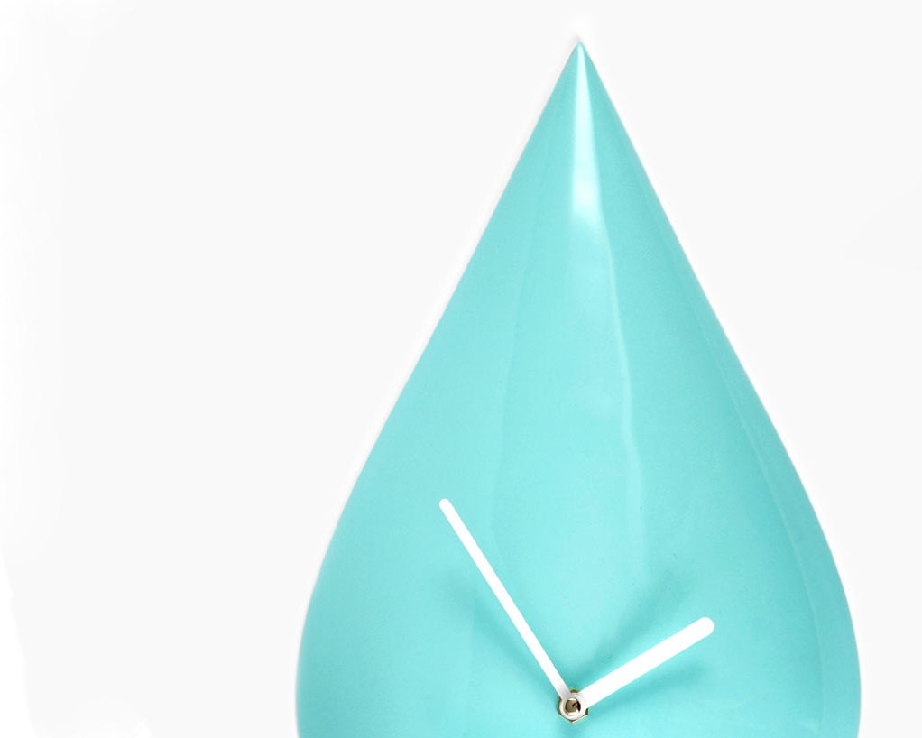 Retro Mod Turquoise Wall Clock // Super Glossy Wall Clock for Etsy