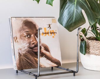Handgemaakte metalen vinylplatenhouder: minimalistisch LP-albumrek