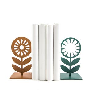 Nordic Flowers heavy metal Bookends // unique book holders for modern home // gift for reading Scandinavian design lover // FREE  SHIPPING