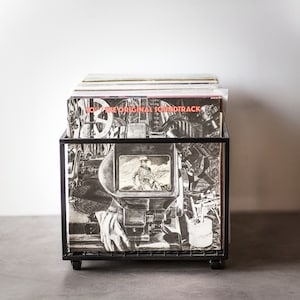 Vinyl Record Crate, LP Storage, LP Album Crate, Record Box on Rotating Wheels, Container Holds Over 100 LP Records