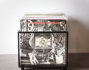 Vinyl Record Crate, LP Storage, LP Album Crate, Record Box on Rotating Wheels, Container Holds Over 100 LP Records