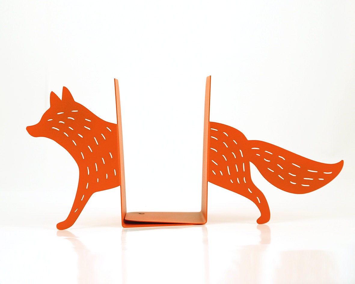 Metal Bookends Reading Fox Woodland Theme Decor Etsy