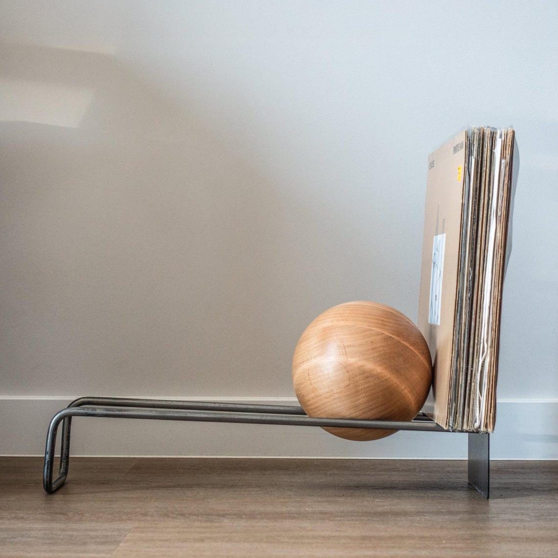Vinyl Record Rack: Design Forward Wooden Ball LP Record Stand - Etsy