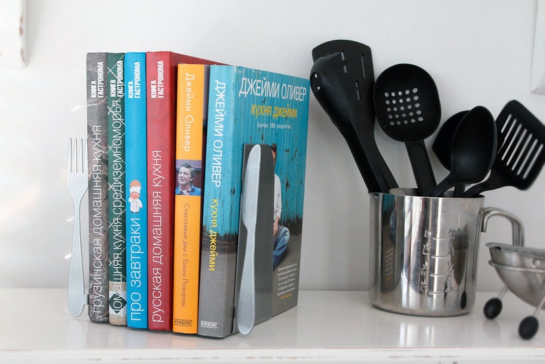 Kitchen bookends Knife and fork functional modern decor Etsy