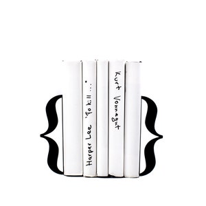 Unique Metal Bookends - Brackets Black - Curly Braces // metal book holders for modern home // housewarming gift // FREE  SHIPPING