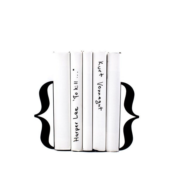 Unique Metal Bookends - Brackets Black - Curly Braces // metal book holders for modern home // housewarming gift // FREE  SHIPPING