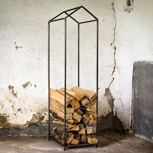 Log holder // Firewood Storage for indoors or outdoors. Hand welded from durable iron // Free shipping