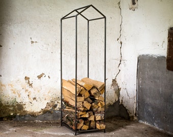 Log holder // Firewood Storage for indoors or outdoors. Hand welded from durable iron // Free shipping