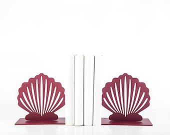 Metal Bookends Red Shells Nautical theme decor