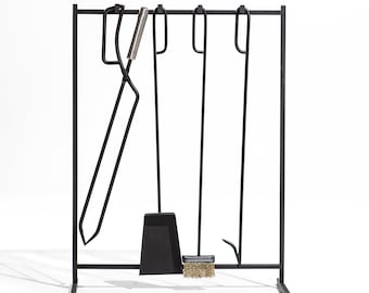 Hand Forged Fireplace Tools with Stand: Modern Fireside Set