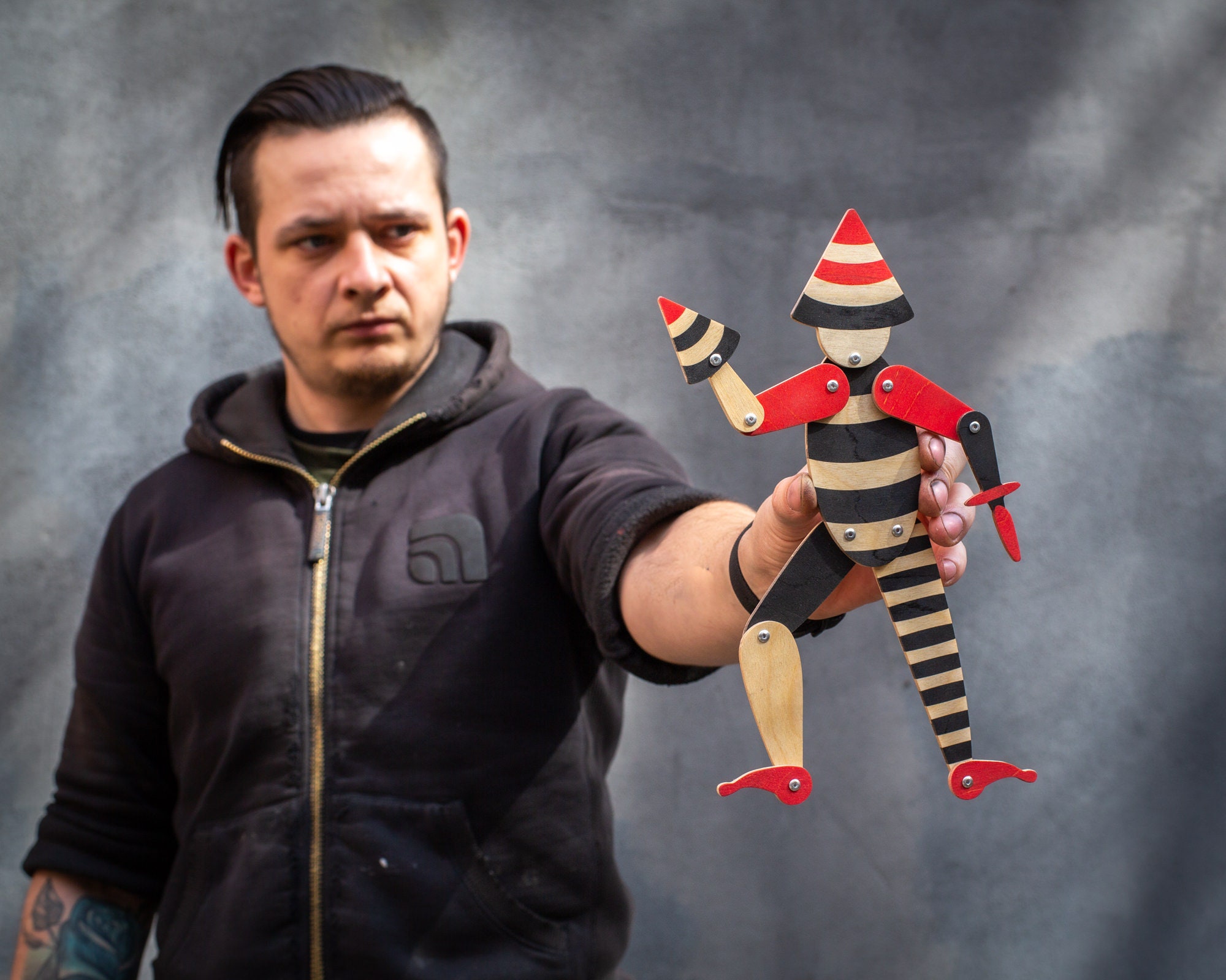 Wooden Acrobat Puppet – Handmade Jumping Jack Marionette, Bauhaus Wall ...