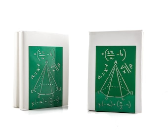 Pair of unique design metal bookends, Mathematics, Science bookends for your bookshelf