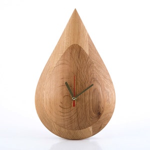 Teardrop Wood Wall Clock: Modern Minimalist Handmade Oak