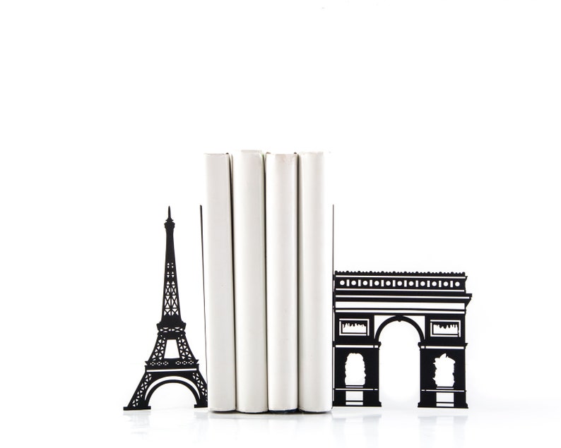 Decorative Metal Bookends Symbols of Paris // shelf decor // housewarming gift /decorative book holders / FREE SHIPPING image 1