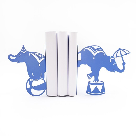 Metal Elephant Bookends: Circus Nursery Decor