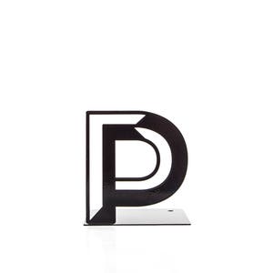 One bookend Alphabet P metal