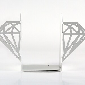 White metal bookends Diamonds- Design Atelier Article on Etsy.
