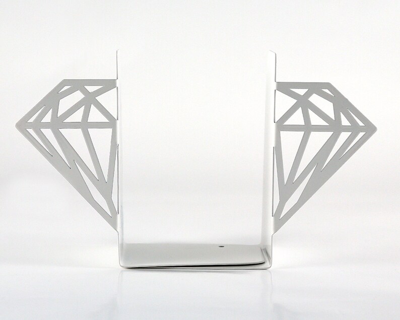 White metal bookends Diamonds- Design Atelier Article on Etsy.