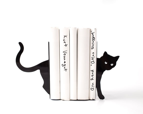 black cat bookends