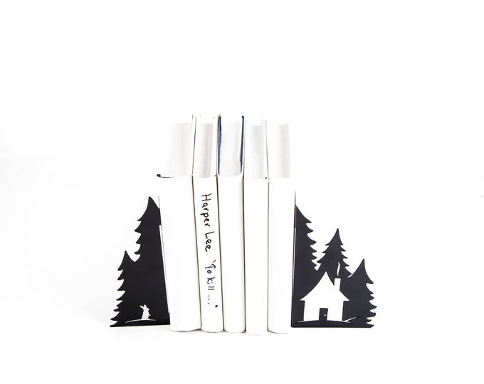 Metal bookends A Hut in the woods // Nursery perfect functional decor